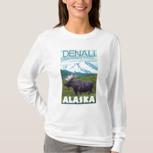 T-shirt Scène d'orignaux - parc national de Denali, Alaska