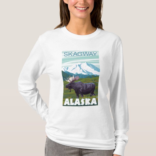 T-shirt Scène d'orignaux - Skagway, Alaska (Devant)