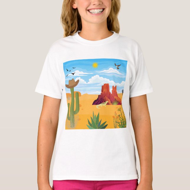 T-shirt Scène du désert sur les autocollants (Devant)