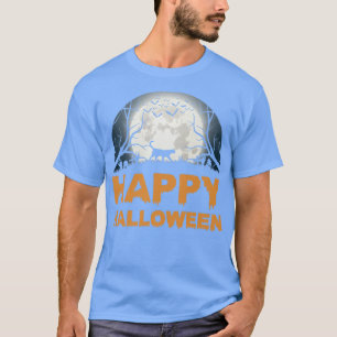 T-shirt Scène féminine Halloween conception de chat lune