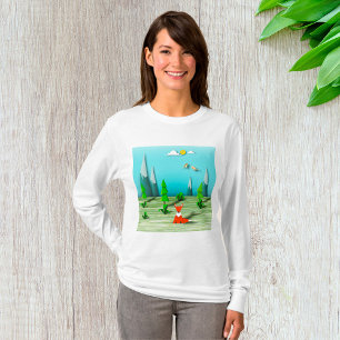 T-shirt Scène forestière d'Origami avec les montagnes et l