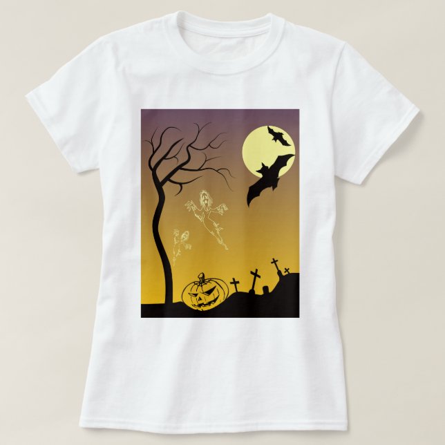 T-shirt Scène Haunted Graveyard Halloween, Halloween (Design devant)