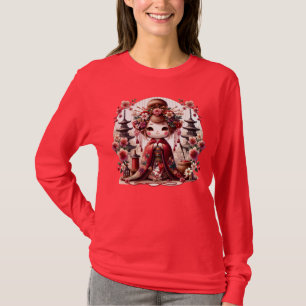T-shirt Scène japonaise de Geisha mignonne