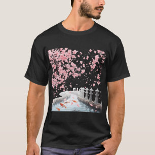 T-shirt Scène magique de cerisiers en fleurs avec rivière