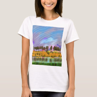T-shirt Scène rurale avec des sentiers étoilés paysage aqu