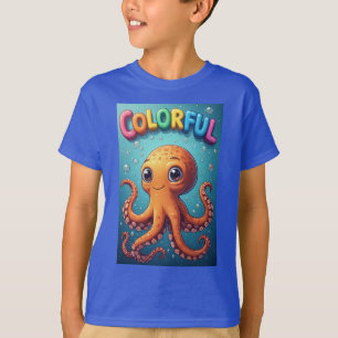 T-shirt Scène sous-marine colorée de dessin animé de pieuv