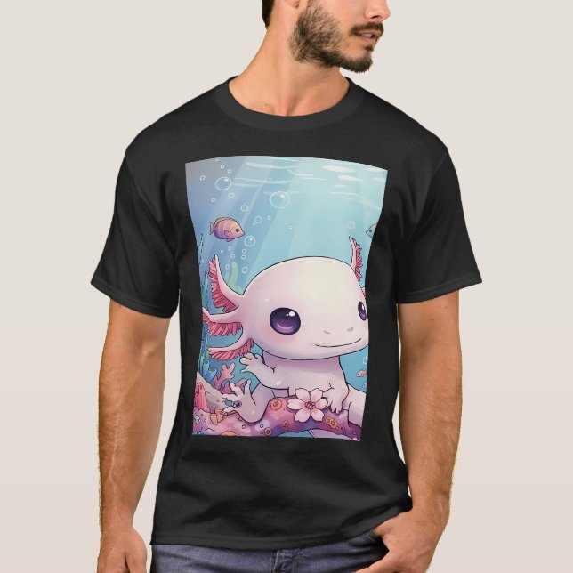 T-shirt Scène sous-marine d'Axolotl mignon (Devant)