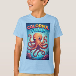 T-shirt Scène sous-marine de pieuvre de dessin animé color