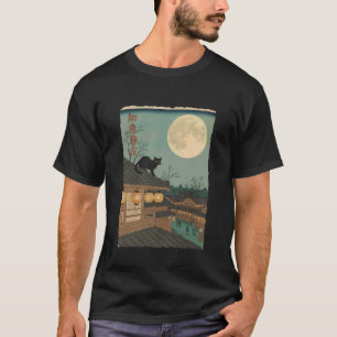 T-shirt Scène traditionnelle d'art japonais de chat au cla