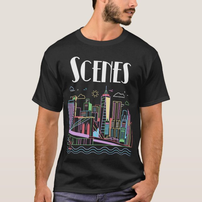 T-Shirt Scènes Couleur Skyline (Devant)