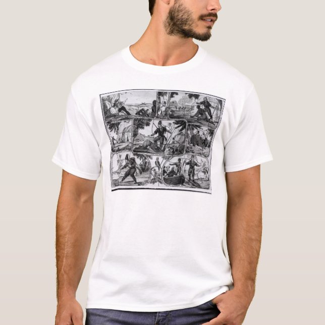 T-shirt Scènes de "Robinson Crusoe" par Daniel Defoe (Devant)