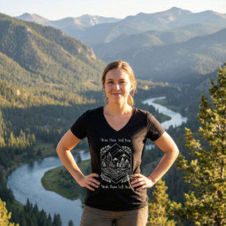 T-shirt Scenic Forest River Camping Badge Your Text Gift