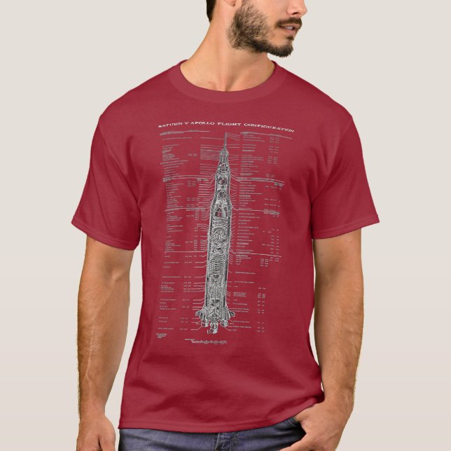 T-shirt Schéma de configuration de vol Saturn V à partir d (Devant)