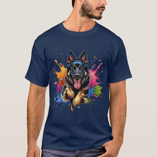T-shirt Schéma de couleur du berger allemand (Devant)