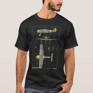 T-shirt Schéma de l'avion allemand Focke Wulf Fw 190 de la