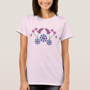T-shirt Schéma de peinture numérique à fleurs symétrique T