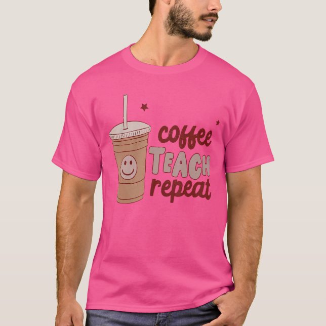T-shirt Schéma de répétition de l'apprêt de café visage de (Devant)