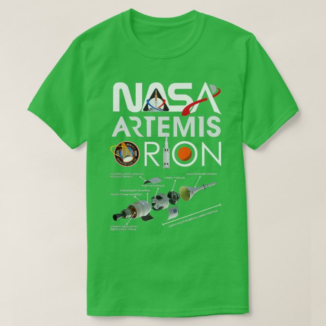 T-shirt Schéma SLS du système de lancement d'espace Nasa A (Design devant)