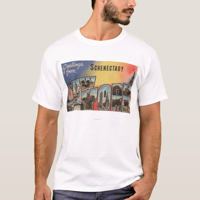 T-shirt Schenectady, New York - grandes scènes de lettre (Devant)