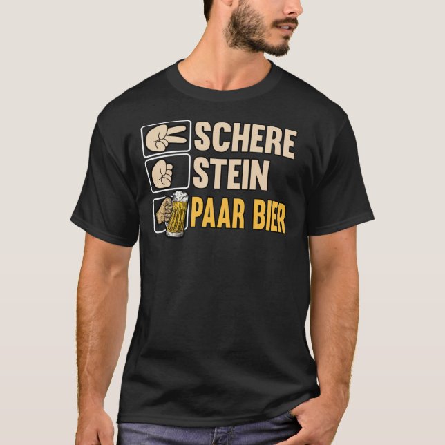 T-shirt Schere Stein Paar Bier Pils Saufen Geschenkidee Es (Devant)