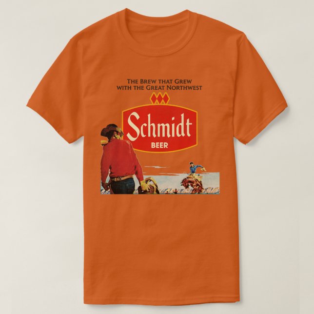 T-shirt Schmidt Beer Retro Déficit Cowboy Nature Scène (Design devant)