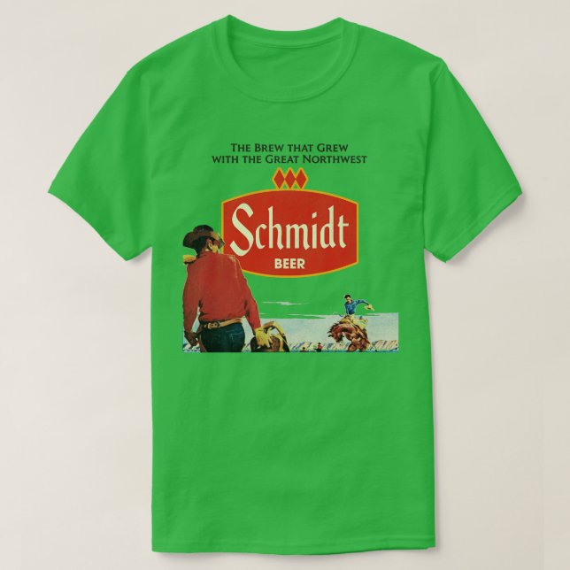 T-shirt Schmidt Beer Retro Déficit Cowboy Nature Scène (Design devant)