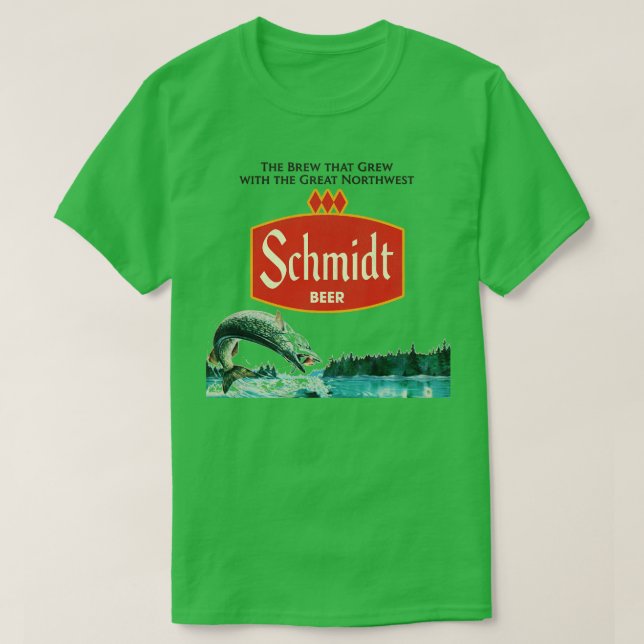 T-shirt Schmidt Beer Retro Déficit Pêche Nature Scène (Design devant)