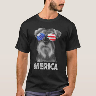 T-shirt Schnauzer 4 juillet Merica Hommes Drapeau américai