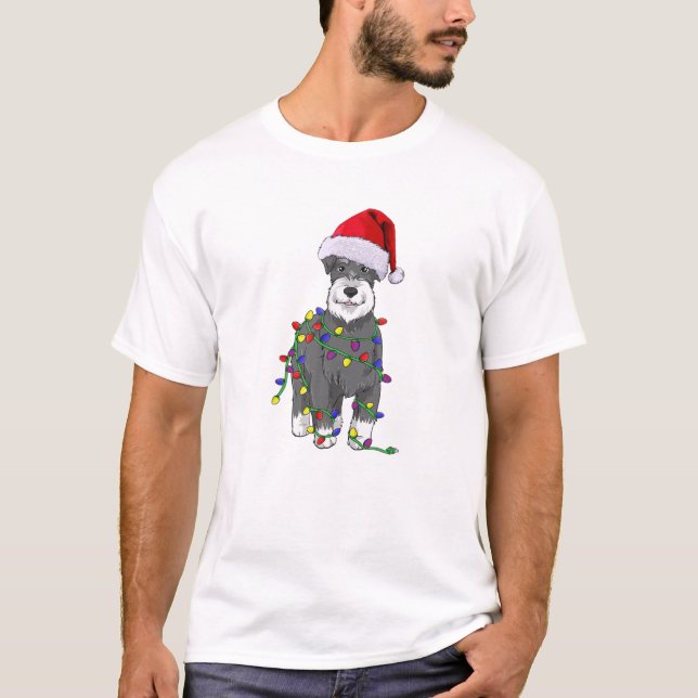 T-shirt Schnauzer Christmas Dog Holder Gift (Devant)
