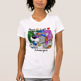 T-shirt Schnauzer d'amour de paix de bande dessinée