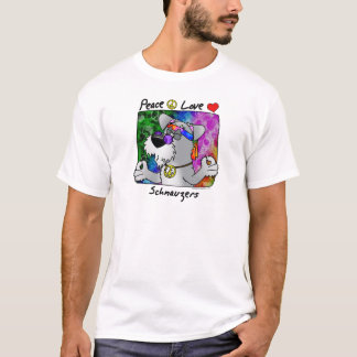 T-shirt Schnauzer d'amour de paix de bande dessinée