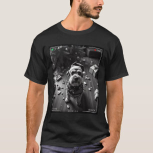 T-shirt Schnauzer de Noël pris sur caméra