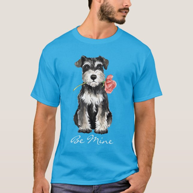 T-shirt Schnauzer de rose de Valentine mini (Devant)