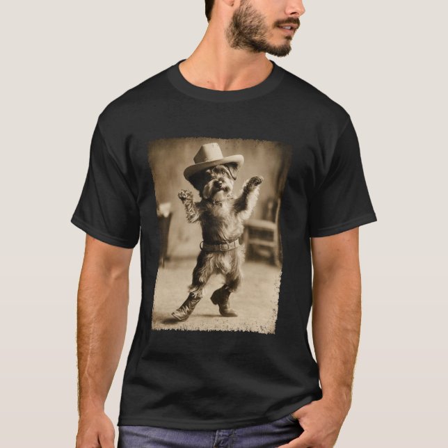 T-shirt Schnauzer Dog Meme Silly Cowboy Funny (Devant)