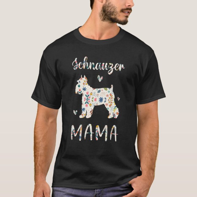 T-shirt Schnauzer Mama Floral Chien Maman Amour 1 (Devant)