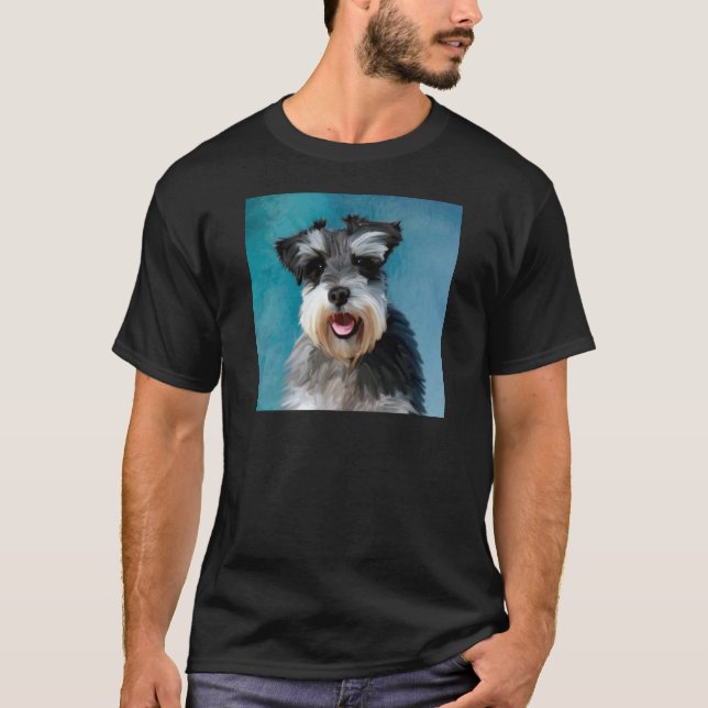 T-shirt Schnauzer Miniature peinture couleur de l'eau (Devant)