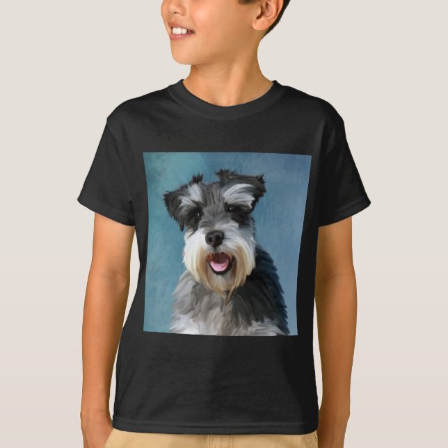 T-shirt Schnauzer Miniature peinture couleur de l'eau (Devant)