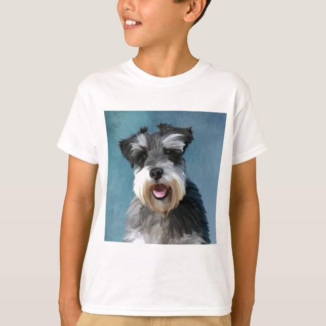 T-shirt Schnauzer Miniature peinture couleur de l'eau (Devant)