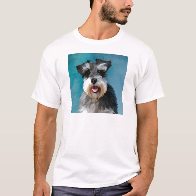 T-shirt Schnauzer Miniature peinture couleur de l'eau (Devant)