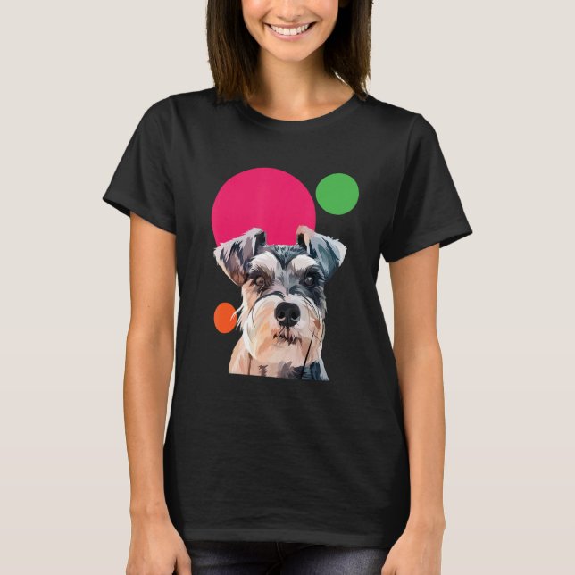 T-shirt Schnauzer Pop Art Mini Schnauzer Portrait Dog Colo (Devant)