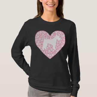 T-shirt Schnauzer Silhouette Heart Paws Adorable