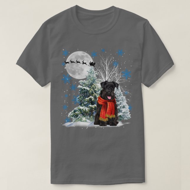 T-shirt Schnauzer sous le pyjama de Noël de neige au clair (Design devant)