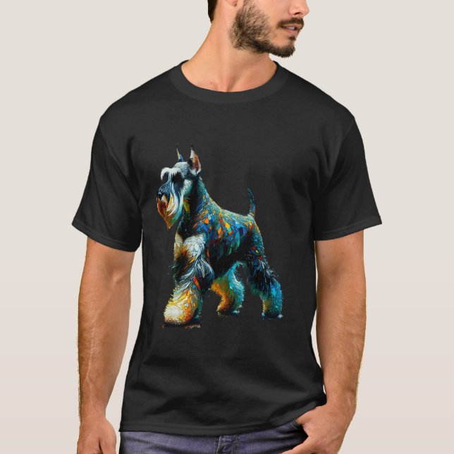 T-shirt Schnauzer standard art polygonal (Devant)