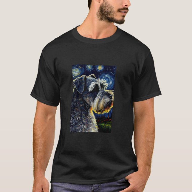 T-shirt Schnauzer standard dans Starry Night Painting Chie (Devant)