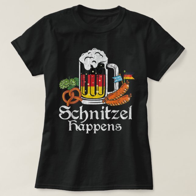 T-shirt Schnitzel Happer Prost Beer drapeau allemand Oktob (Design devant)