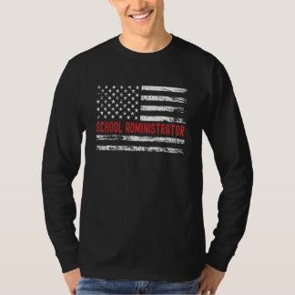 T-shirt School Administrator USA Flag Profession Retro Job