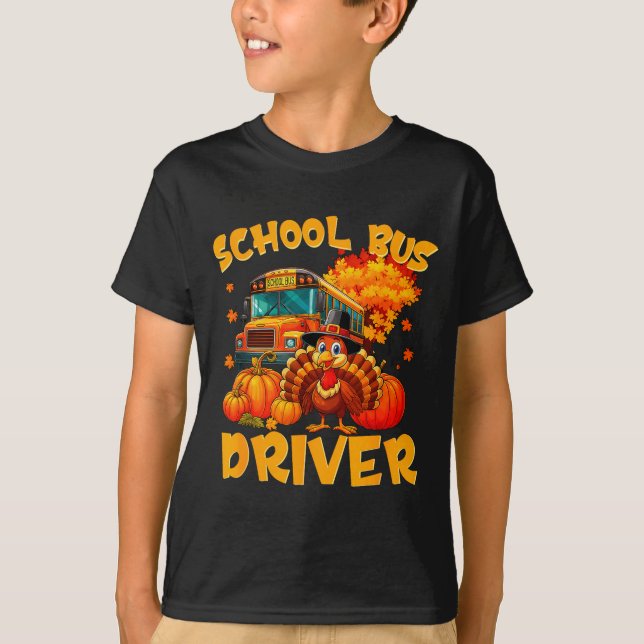 T-shirt School Bus Driver Turkey Thanksgiving Gift  (Devant)