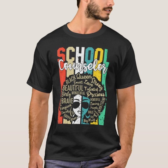 T-shirt School Counselor Black History Apparel Afro Melani (Devant)