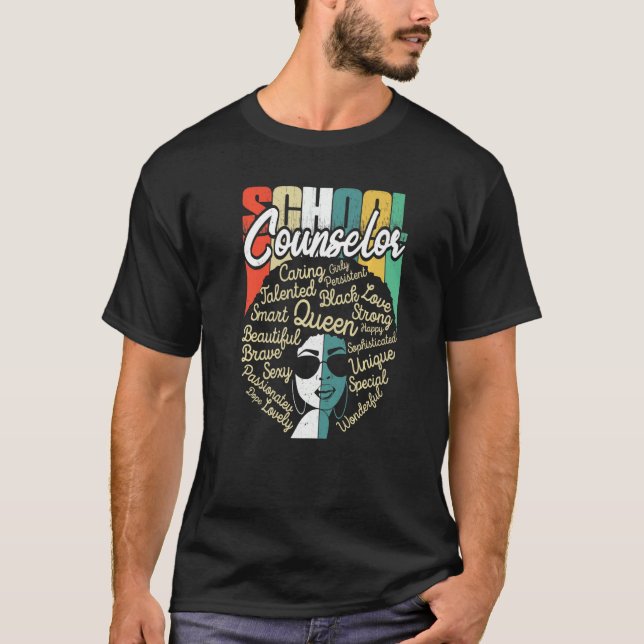 T-shirt School Counselor Black History Month Afro Melanin  (Devant)