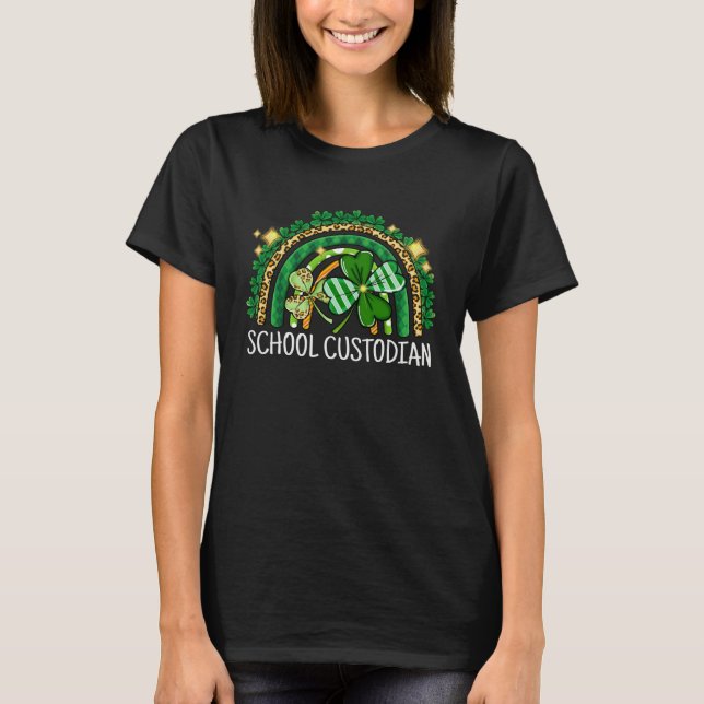 T-shirt School Custodian Rainbow Lucky St Patrick's Day Sc (Devant)